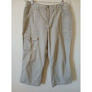Caribbean Joe Women's Khaki Embroadered Butterfly Cargo Capri Pants Size‎ 10
